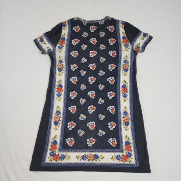 Tory Burch Medium Floral Print T-shirt Dress Navy Flower & Logo Print - Picture 12 of 16